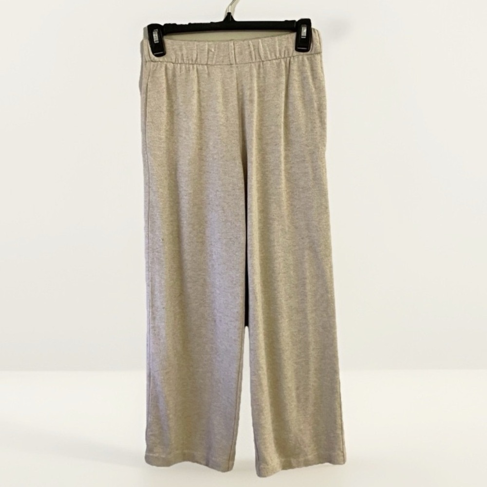 Vince Women's Wide Leg Crop Beige Ankle Pants Minimalist Chic Boho Casual Cozy